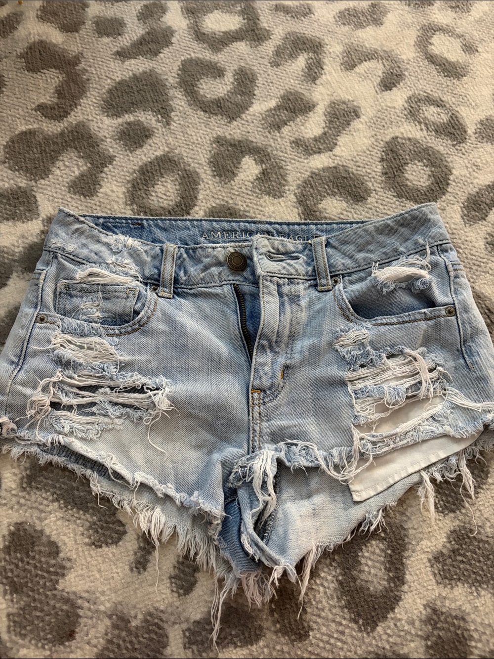 American Eagle Outfitters Light Wash Distressed Denim Cutoff Shorts